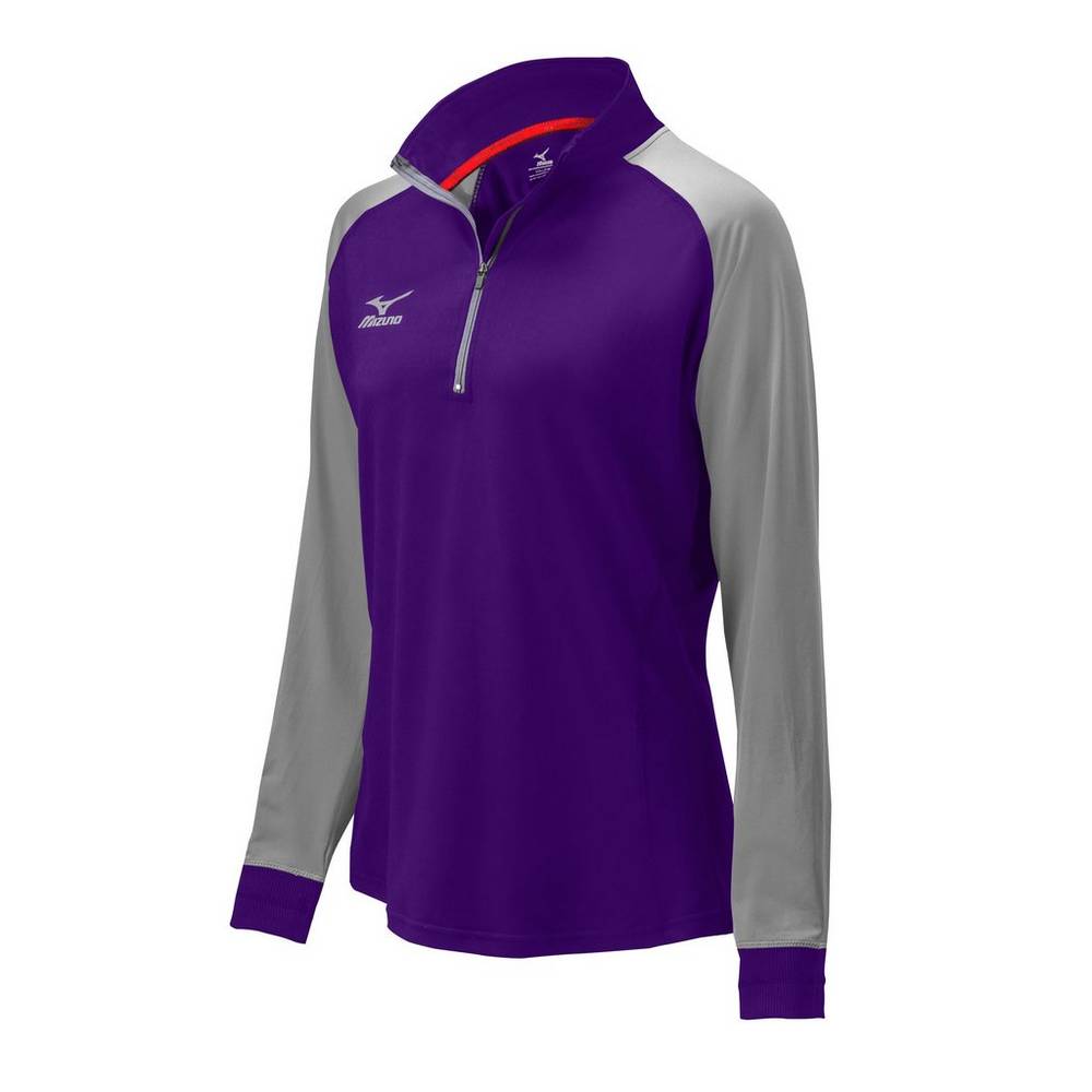 Mizuno Women's Prime 1/2 Zip Volleyball Jacket Purple/Grey (440574-PNL)